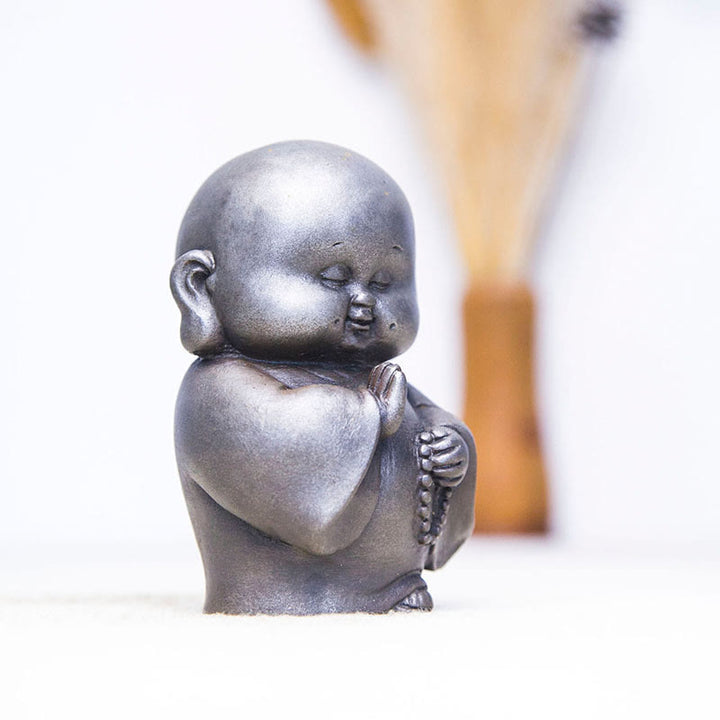 Buddha Stones Handmade Little Monk Iron Powder Rust Cast Resin Statue Home Decoration - image 24