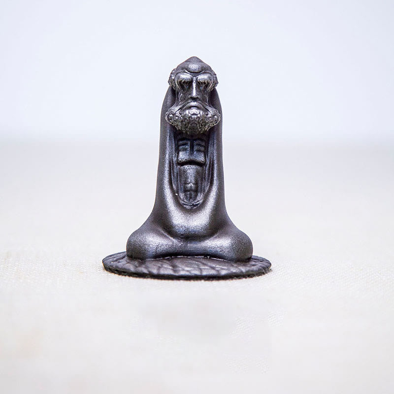 Buddha Stones Handmade Bodhidharma Iron Powder Rust Cast Resin Statue Home Decoration - Polished Version 10*7.1*7.1cm - image 13