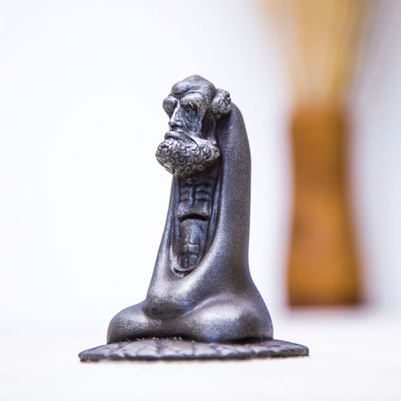 Buddha Stones Handmade Bodhidharma Iron Powder Rust Cast Resin Statue Home Decoration - image 16