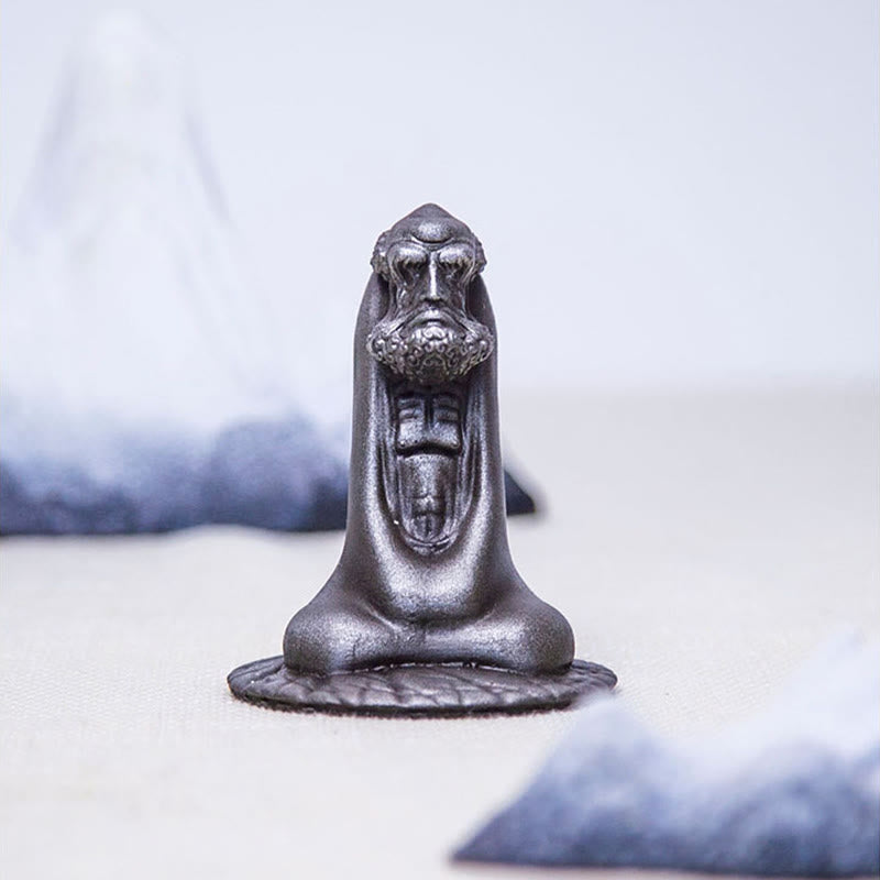 Buddha Stones Handmade Bodhidharma Iron Powder Rust Cast Resin Statue Home Decoration - image 14