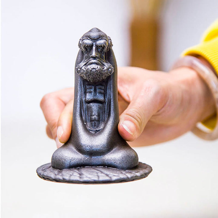 Buddha Stones Handmade Bodhidharma Iron Powder Rust Cast Resin Statue Home Decoration - image 17