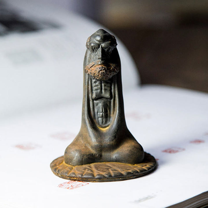 Buddha Stones Handmade Bodhidharma Iron Powder Rust Cast Resin Statue Home Decoration - image 8