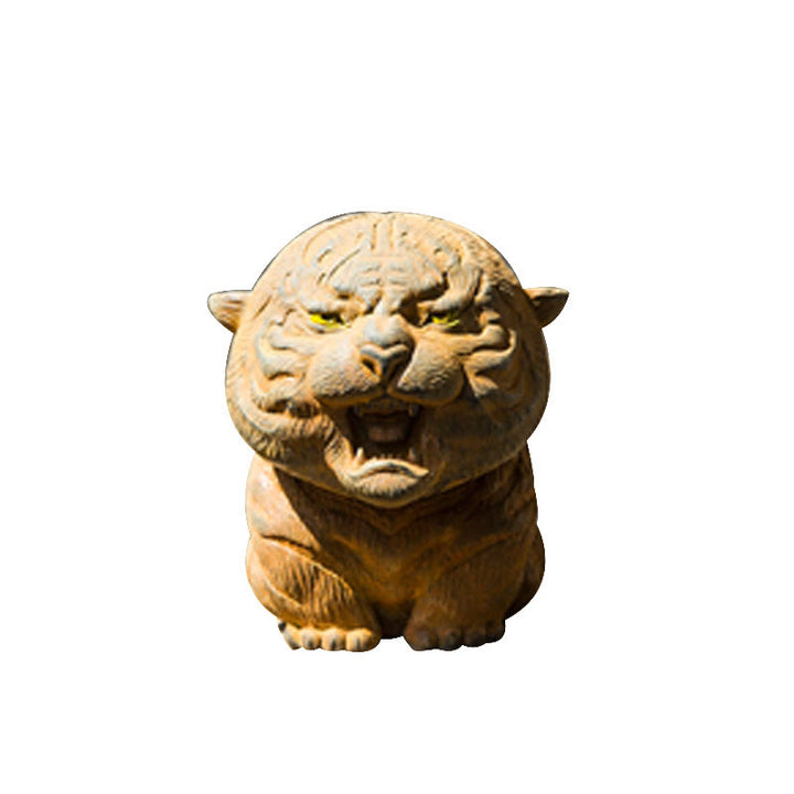 Buddha Stones Handmade Mini Roaring Tiger Iron Powder Rust Cast Resin Statue Home Decoration - image 12