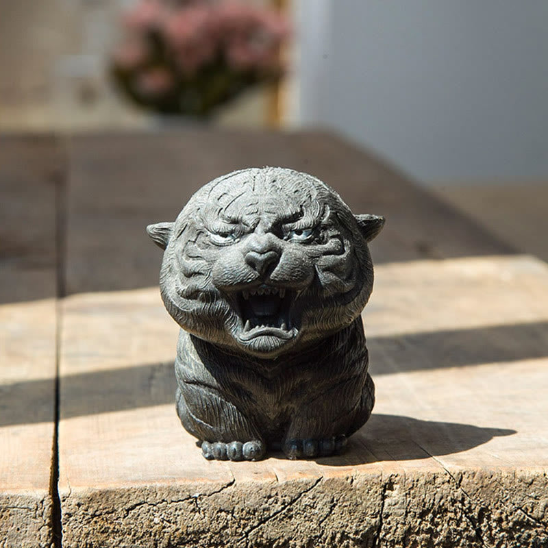 Buddha Stones Handmade Mini Roaring Tiger Iron Powder Rust Cast Resin Statue Home Decoration - image 15