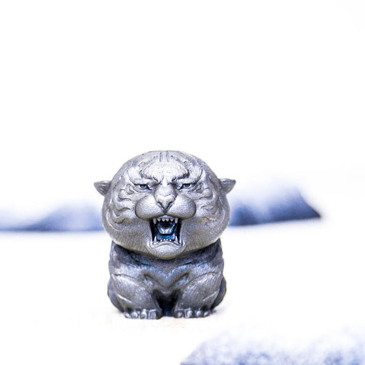 Buddha Stones Handmade Mini Roaring Tiger Iron Powder Rust Cast Resin Statue Home Decoration - image 23