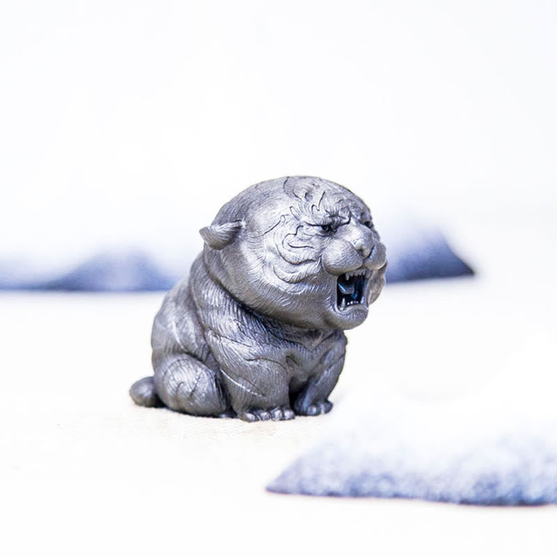 Buddha Stones Handmade Mini Roaring Tiger Iron Powder Rust Cast Resin Statue Home Decoration - image 24