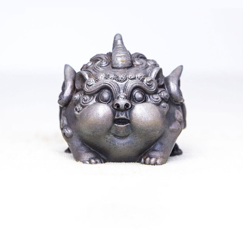 Buddha Stones Handmade Wealth PiXiu Iron Powder Rust Cast Resin Statue Home Decoration - Polished Version 9*9*8.5cm - image 14