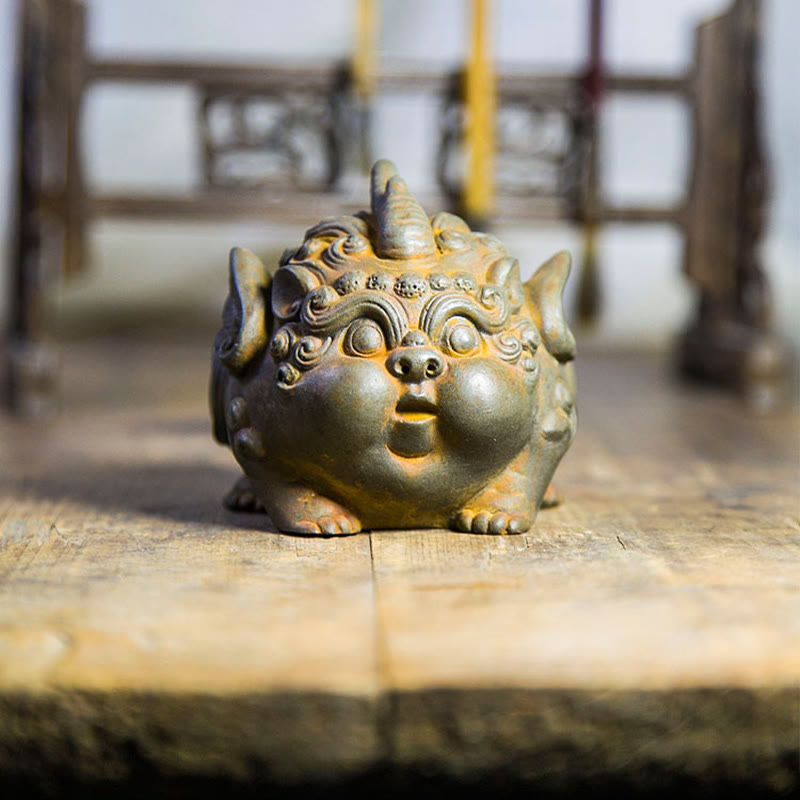 Buddha Stones Handmade Wealth PiXiu Iron Powder Rust Cast Resin Statue Home Decoration - image 10