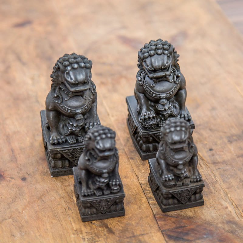 Buddha Stones Handmade Lion Fu Foo Dogs Iron Powder Rust Cast Resin Statue Ward Off Evil Protection Home Decoration - image 23