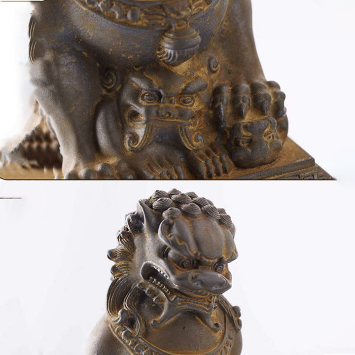 Buddha Stones Handmade Lion Fu Foo Dogs Iron Powder Rust Cast Resin Statue Ward Off Evil Protection Home Decoration - image 45