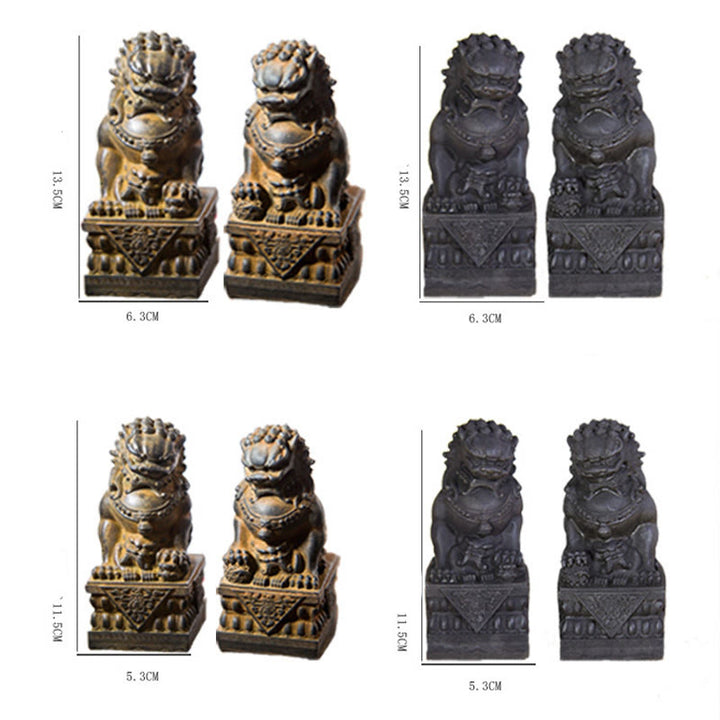 Buddha Stones Handmade Lion Fu Foo Dogs Iron Powder Rust Cast Resin Statue Ward Off Evil Protection Home Decoration - image 24