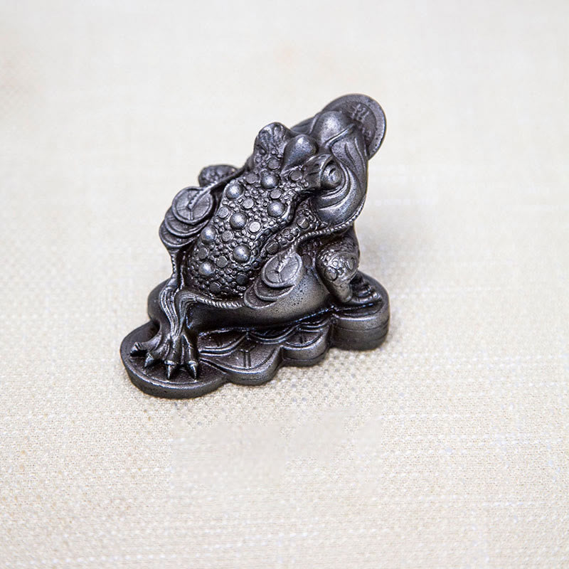 Buddha Stones Handmade Feng Shui Frog Toad Copper Coins Iron Powder Rust Cast Resin Statue Home Decoration - Feng Shui Frog Copper Coin - Polished Version 6*6*7cm - image 21