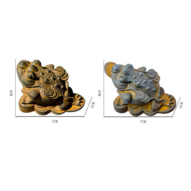 Buddha Stones Handmade Feng Shui Frog Toad Copper Coins Iron Powder Rust Cast Resin Statue Home Decoration - image 33