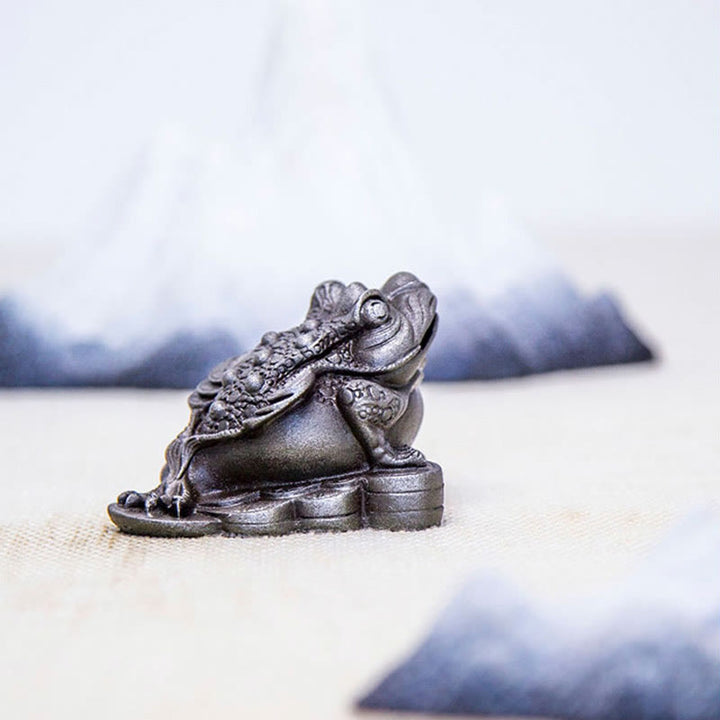 Buddha Stones Handmade Feng Shui Frog Toad Copper Coins Iron Powder Rust Cast Resin Statue Home Decoration - image 20