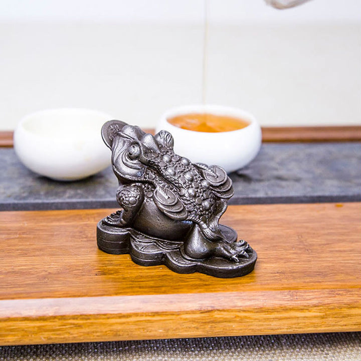 Buddha Stones Handmade Feng Shui Frog Toad Copper Coins Iron Powder Rust Cast Resin Statue Home Decoration - image 23