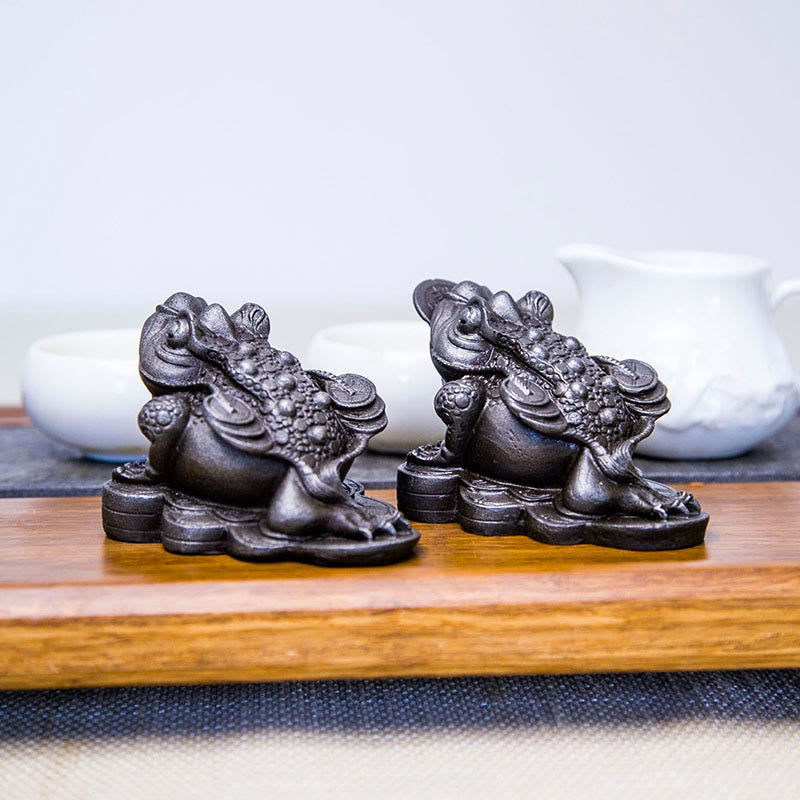 Buddha Stones Handmade Feng Shui Frog Toad Copper Coins Iron Powder Rust Cast Resin Statue Home Decoration - image 30
