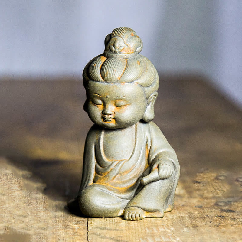 Buddha Stones Handmade Ksitigarbha Kwan Yin Guanyin Avalokitesvara Tathagata Iron Powder Rust Cast Resin Statue Home Decoration - Rust Version - Avalokitesvara 12.5*8.3*6.5cm - image 7