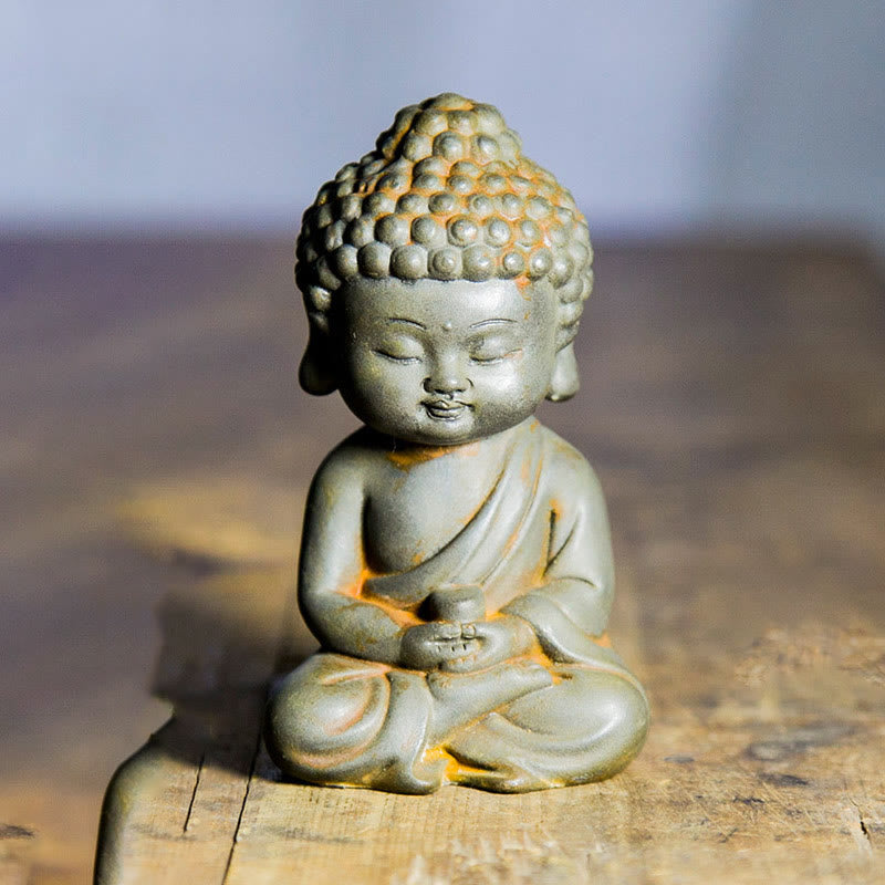 Buddha Stones Handmade Ksitigarbha Kwan Yin Guanyin Avalokitesvara Tathagata Iron Powder Rust Cast Resin Statue Home Decoration - Rust Version - Tathagata 11.5*7.1*5.5cm - image 12