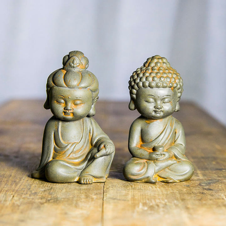 Buddha Stones Handmade Ksitigarbha Kwan Yin Guanyin Avalokitesvara Tathagata Iron Powder Rust Cast Resin Statue Home Decoration - image 18