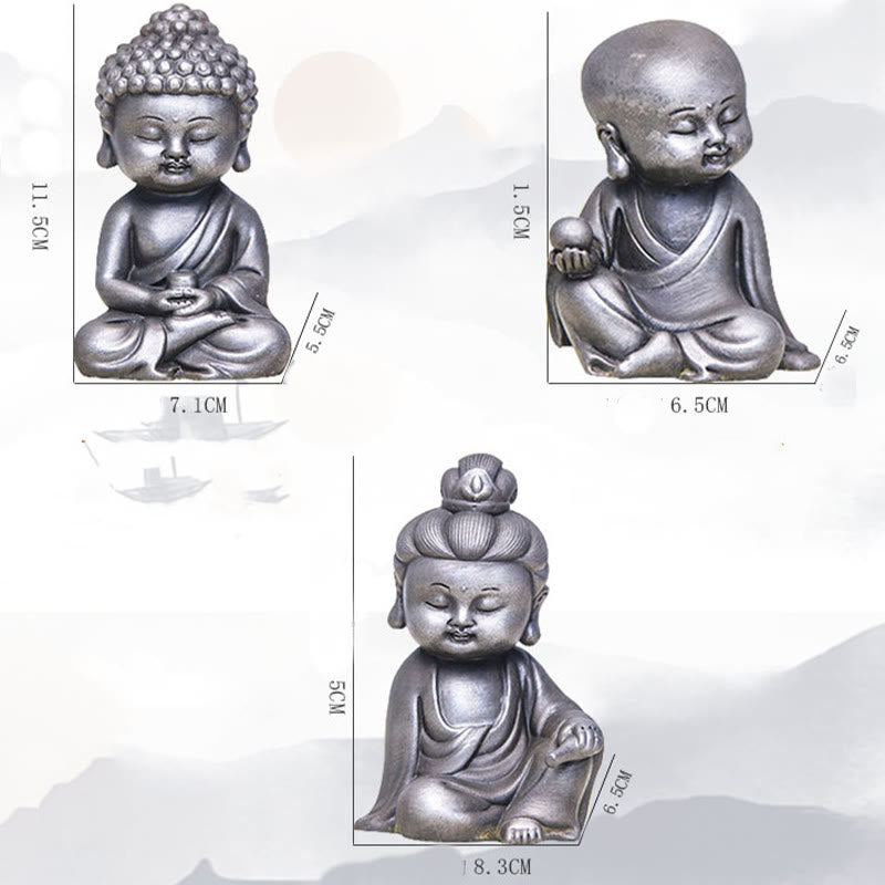 Buddha Stones Handmade Ksitigarbha Kwan Yin Guanyin Avalokitesvara Tathagata Iron Powder Rust Cast Resin Statue Home Decoration - image 38