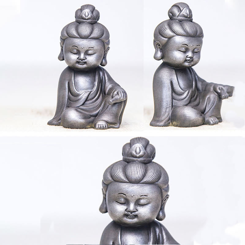 Buddha Stones Handmade Ksitigarbha Kwan Yin Guanyin Avalokitesvara Tathagata Iron Powder Rust Cast Resin Statue Home Decoration - image 27