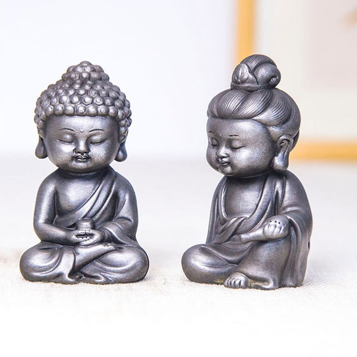 Buddha Stones Handmade Ksitigarbha Kwan Yin Guanyin Avalokitesvara Tathagata Iron Powder Rust Cast Resin Statue Home Decoration - image 36