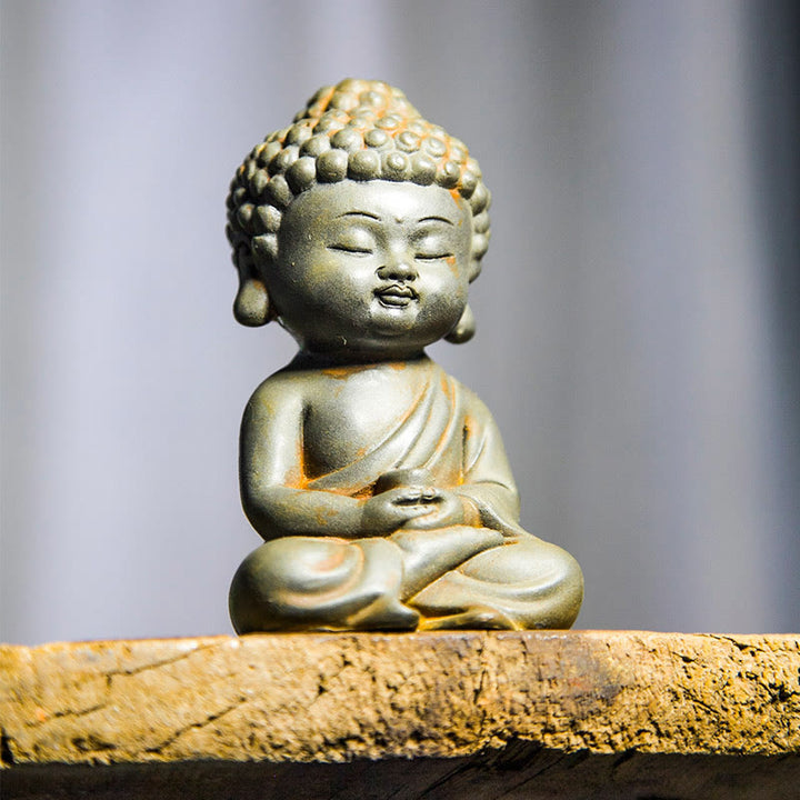 Buddha Stones Handmade Ksitigarbha Kwan Yin Guanyin Avalokitesvara Tathagata Iron Powder Rust Cast Resin Statue Home Decoration - image 15