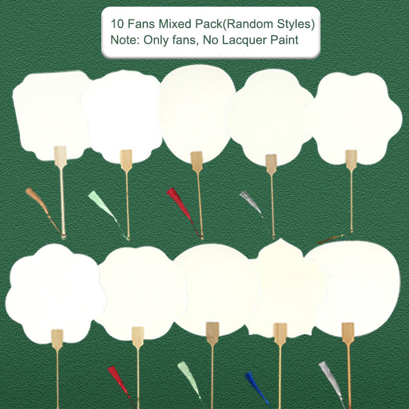 Buddha Stones DIY Chinese Lacquer Fan Blank Painting Handheld Fan - 10 Fans Mixed Pack(Random Styles-Only fans) - image 2