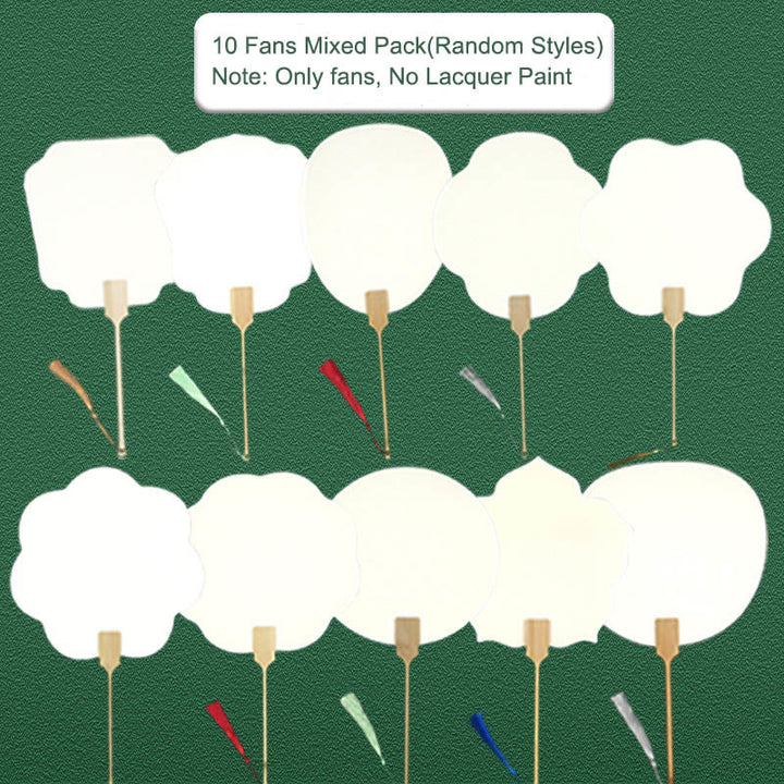 Buddha Stones DIY Chinese Lacquer Fan Blank Painting Handheld Fan - 10 Fans Mixed Pack(Random Styles-Only fans) - image 2