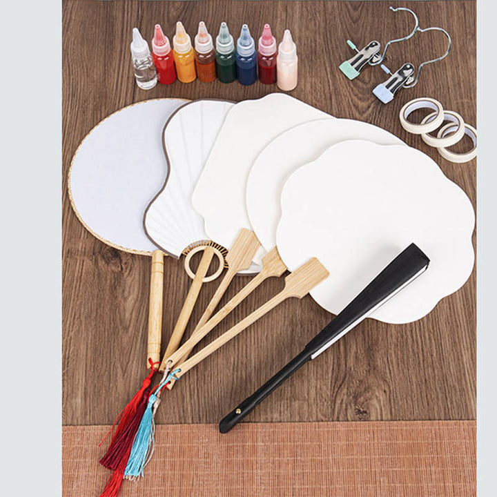 Buddha Stones DIY Chinese Lacquer Fan Blank Painting Handheld Fan - image 11