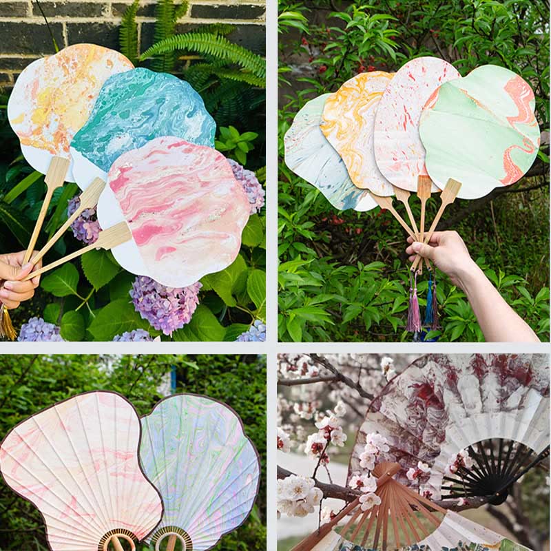 Buddha Stones DIY Chinese Lacquer Fan Blank Painting Handheld Fan - image 5