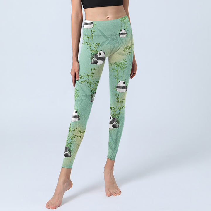 Buddha Stones Bamboo Panda Print Gym Leggings Women's Yoga Pants - image 5