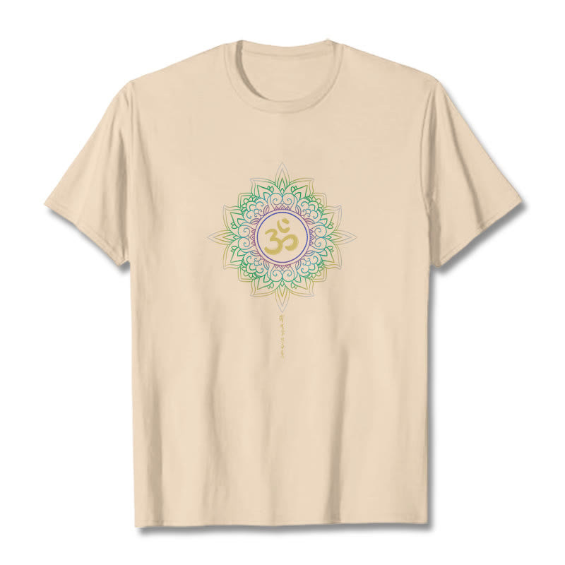 Buddha Stones OM Yellow Green Gradient Lotus Cotton Tee T-shirt - Bisque - 2XL - image 8