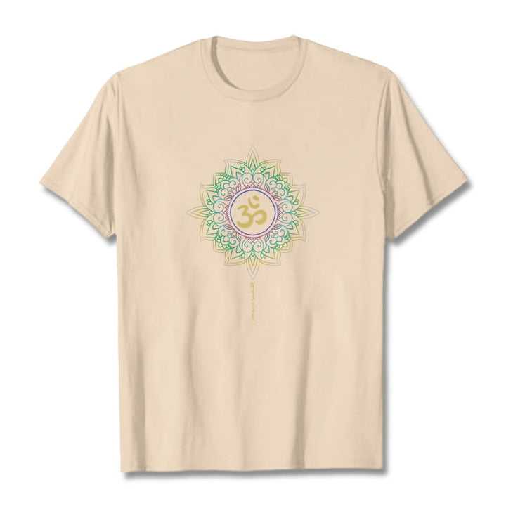 Buddha Stones OM Yellow Green Gradient Lotus Cotton Tee T-shirt - Bisque - 2XL - image 8