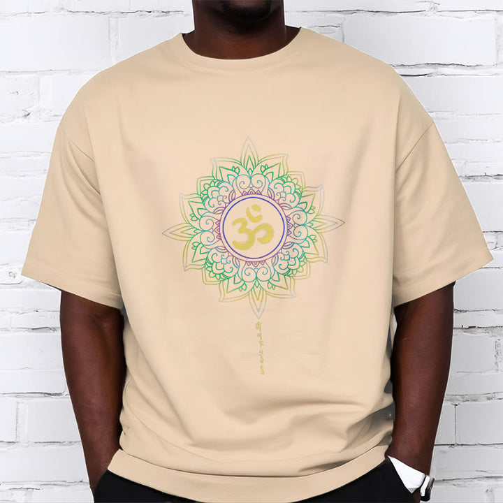 Buddha Stones OM Yellow Green Gradient Lotus Cotton Tee T-shirt - image 9