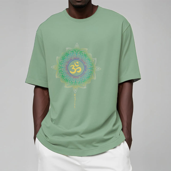 Buddha Stones OM Yellow Green Gradient Lotus Cotton Tee T-shirt - image 14