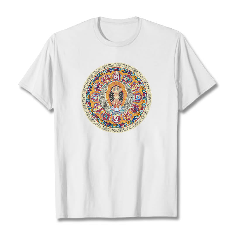 Buddha Stones Dorje Vajra Mandala Buddha Cotton Tee T-shirt - White - 2XL - image 10