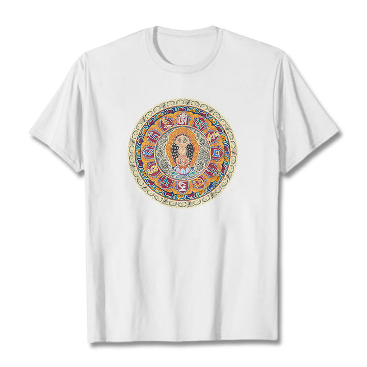 Buddha Stones Dorje Vajra Mandala Buddha Cotton Tee T-shirt - White - 2XL - image 10