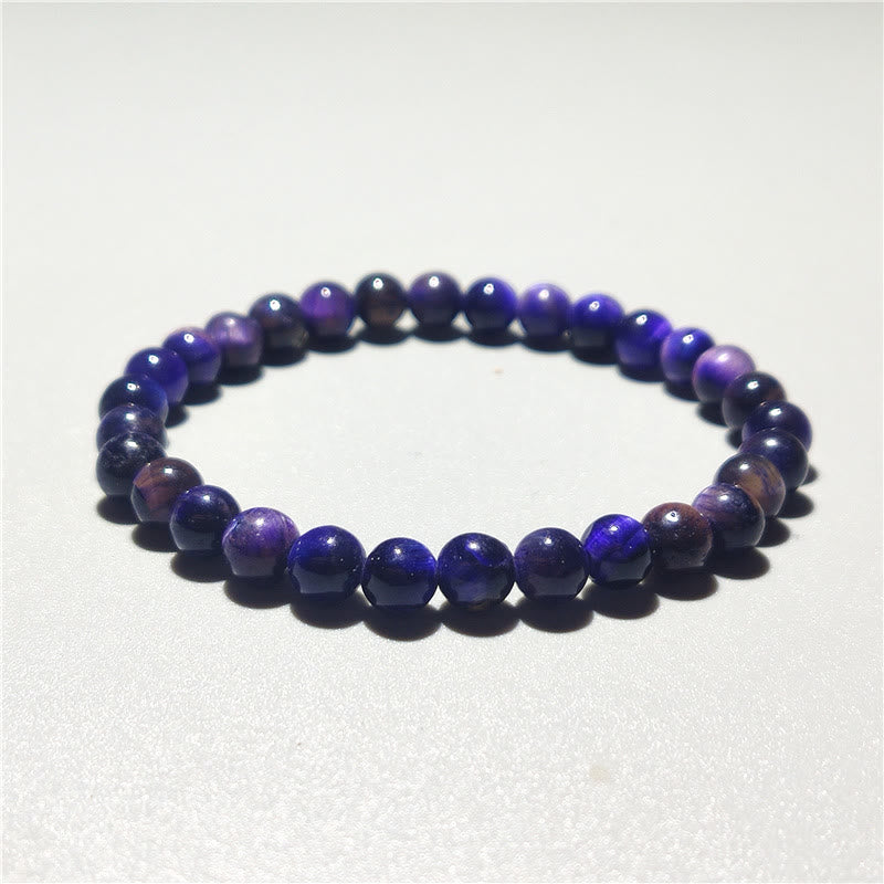 Buddha Stones Various Tiger Eye Confidence Bracelet - Purple Tiger Eye(Wrist Circumference: 14-16cm) - 6mm - image 2