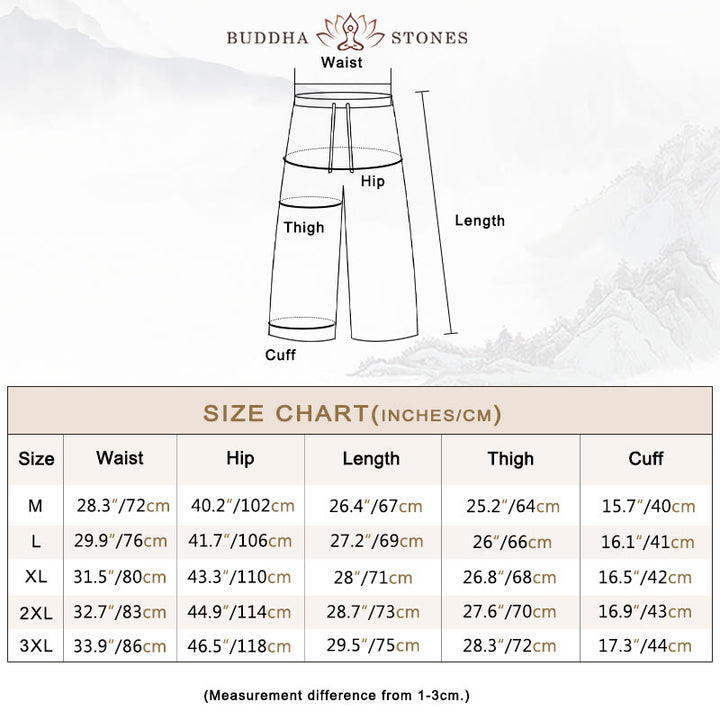 Buddha Stones Men's Solid Color Ramie Linen Drawstring Cropped Pants With Pockets - image 5