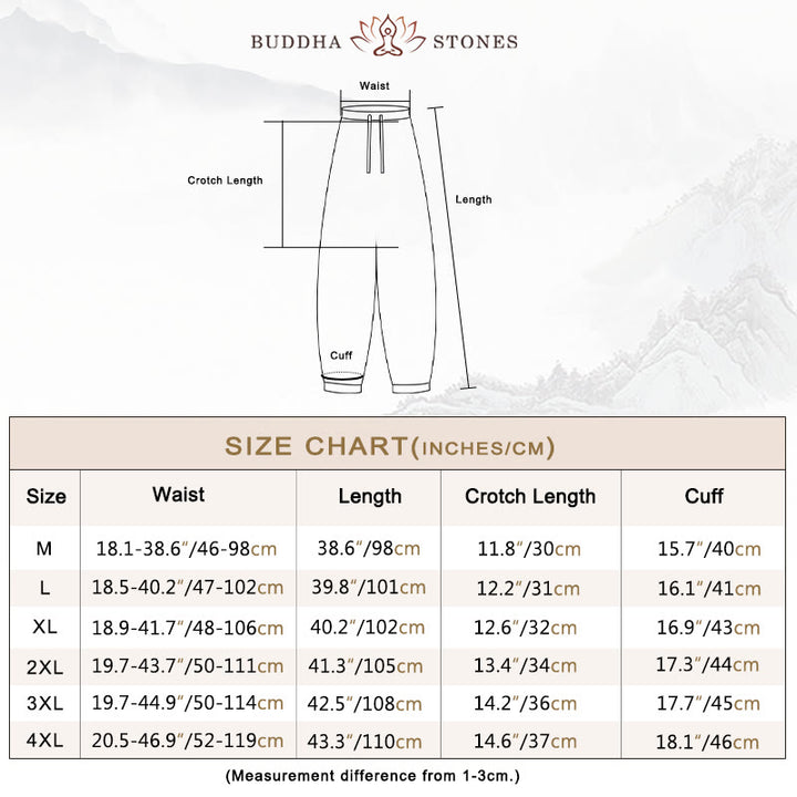 Buddha Stones Solid Color Cotton Linen Casual Men's Harem Pants With Pockets - image 4