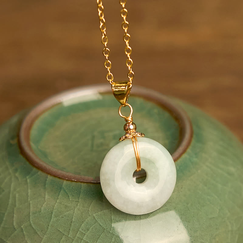 Buddha Stones Jade Peace Buckle Necklace Luck Pendant - Jade Peace Buckle - image 0