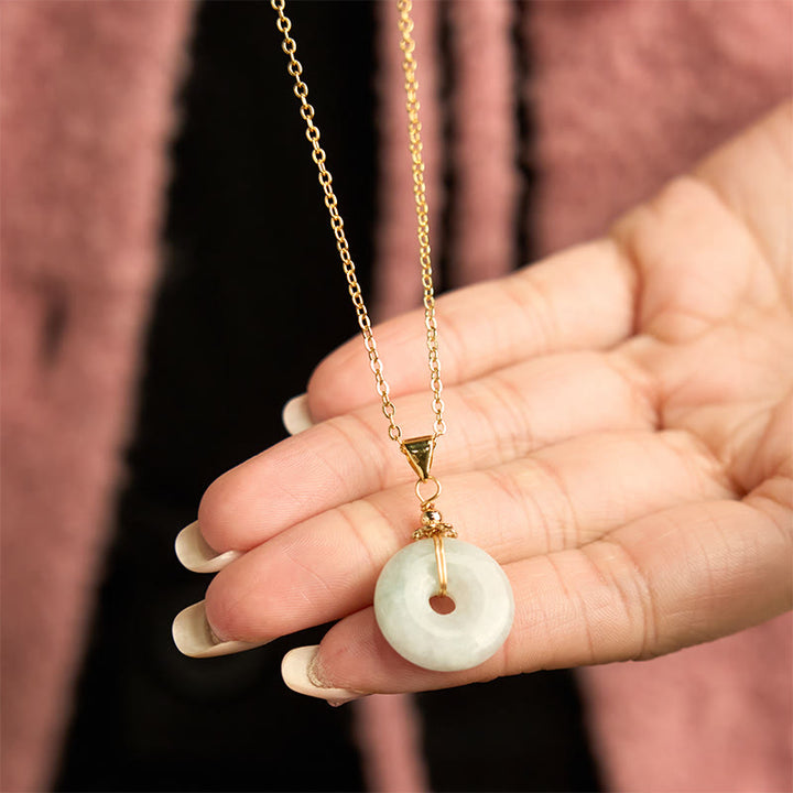 Buddha Stones Jade Peace Buckle Necklace Luck Pendant - image 3