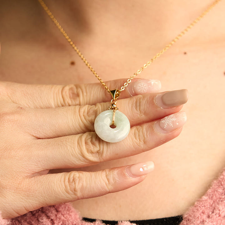 Buddha Stones Jade Peace Buckle Necklace Luck Pendant - image 5