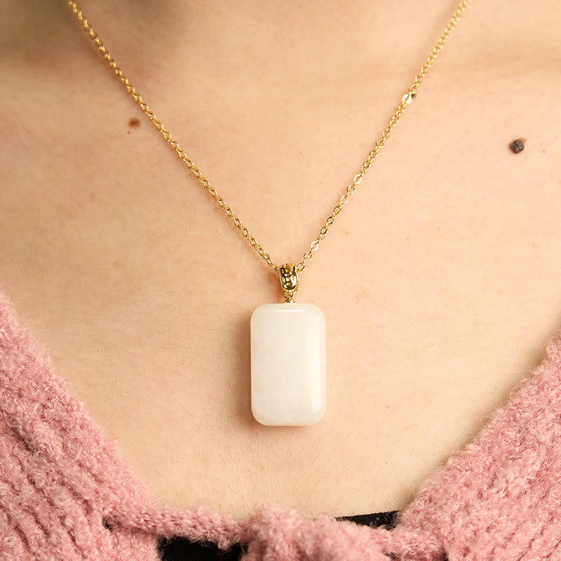 Buddha Stones Hetian Jade Silver Prosperity Necklace Pendant - image 4