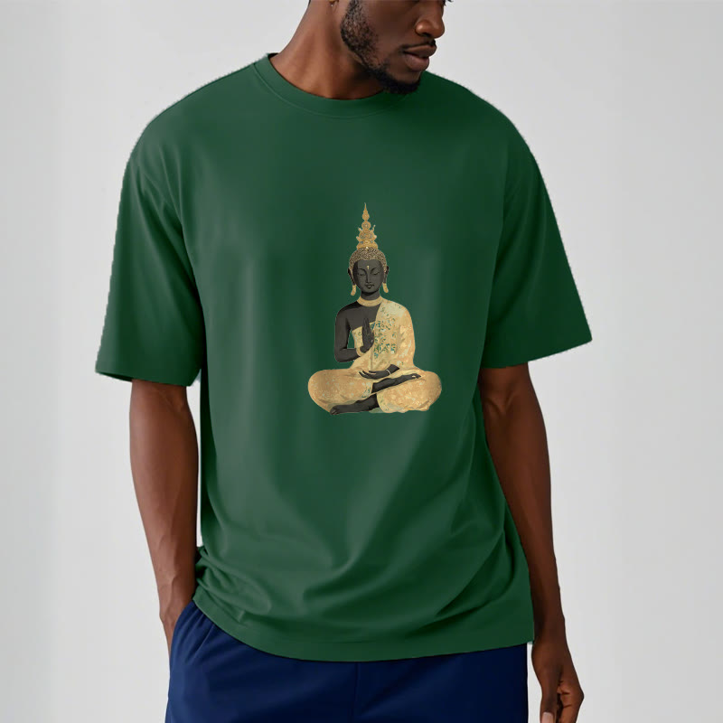 Buddha Stones Meditating Buddha Pattern Cotton Tee T-shirt - image 4