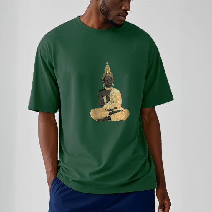 Buddha Stones Meditating Buddha Pattern Cotton Tee T-shirt - image 4