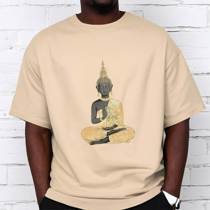 Buddha Stones Meditating Buddha Pattern Cotton Tee T-shirt - image 1