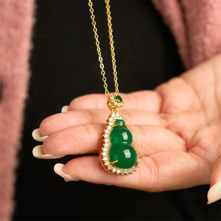 Buddha Stones Green Chalcedony Gourd Pendant - image 3