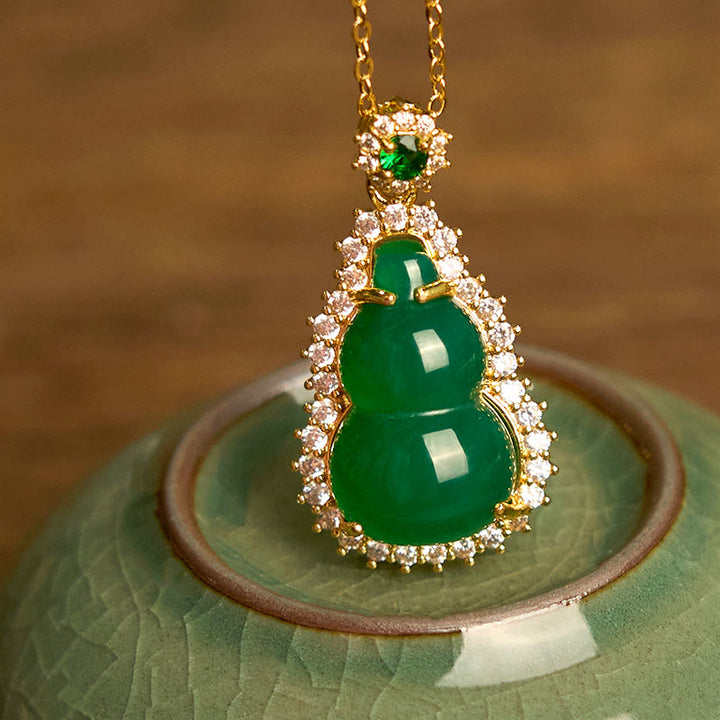 Buddha Stones Green Chalcedony Gourd Pendant - Green Chalcedony - image 0